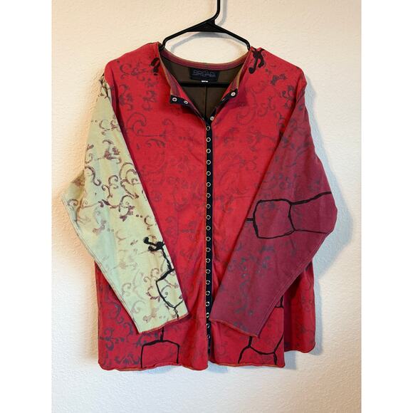 Vintage Art to Wear Top Bread Brand Women M Full Snap Dress Form Pattern Shirt - Picture 1 of 5